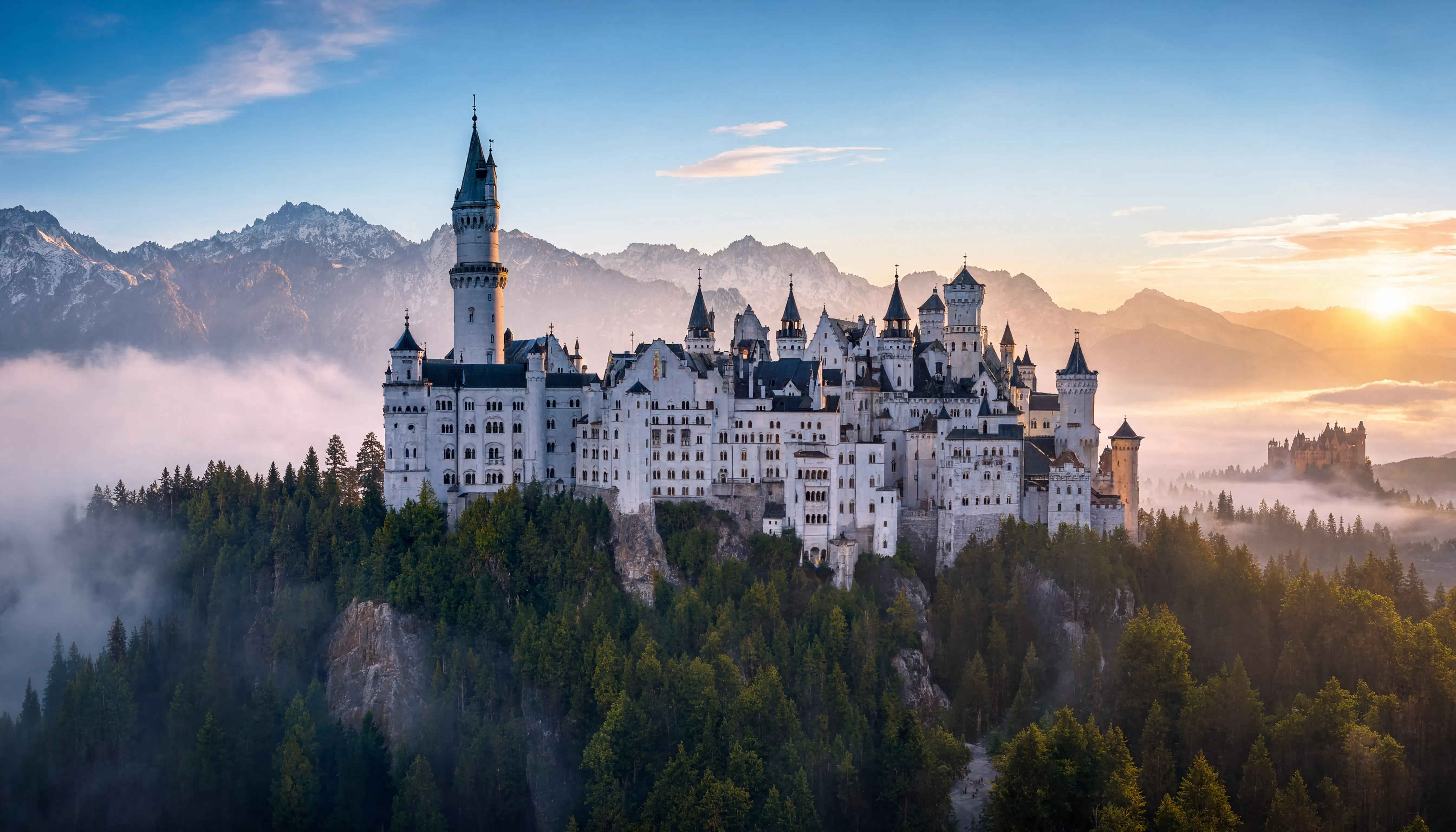 Schloss Neuschwanstein im Morgenfrühling — das Herz der deutschen Romantik